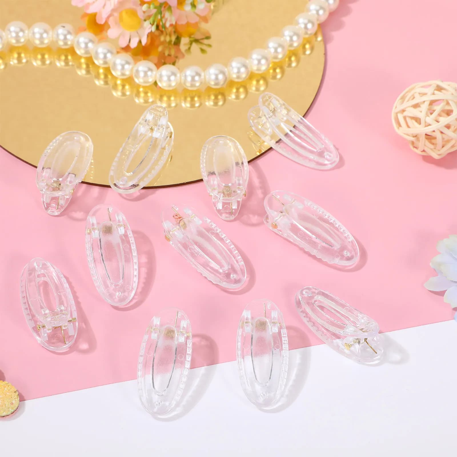 20Pcs Hair Clips Oval Transparent Mini Snap Claw Clips No Slip Secure Small Hair Accessories for