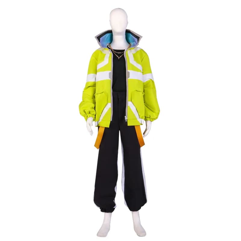 Giacca con Cappuccio e Colletto Alto Cyberpunk Edgerunners, Cappotto Punk con Zip per Adulti, Costume di Halloween Anime David Martinez