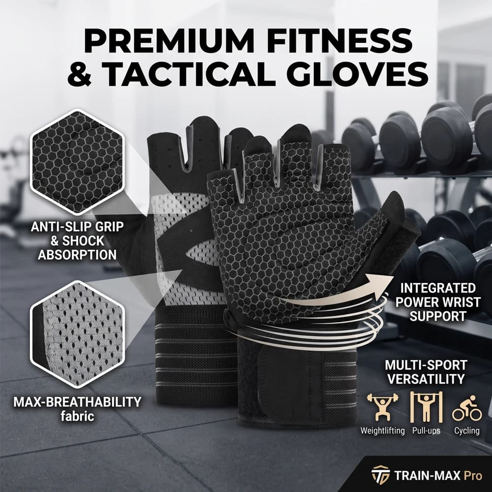 Microfiber Weightlifting Gloves with Extended Wrist Strap Anti-Slip Half Finger Gym Workout Gloves for Men And Women