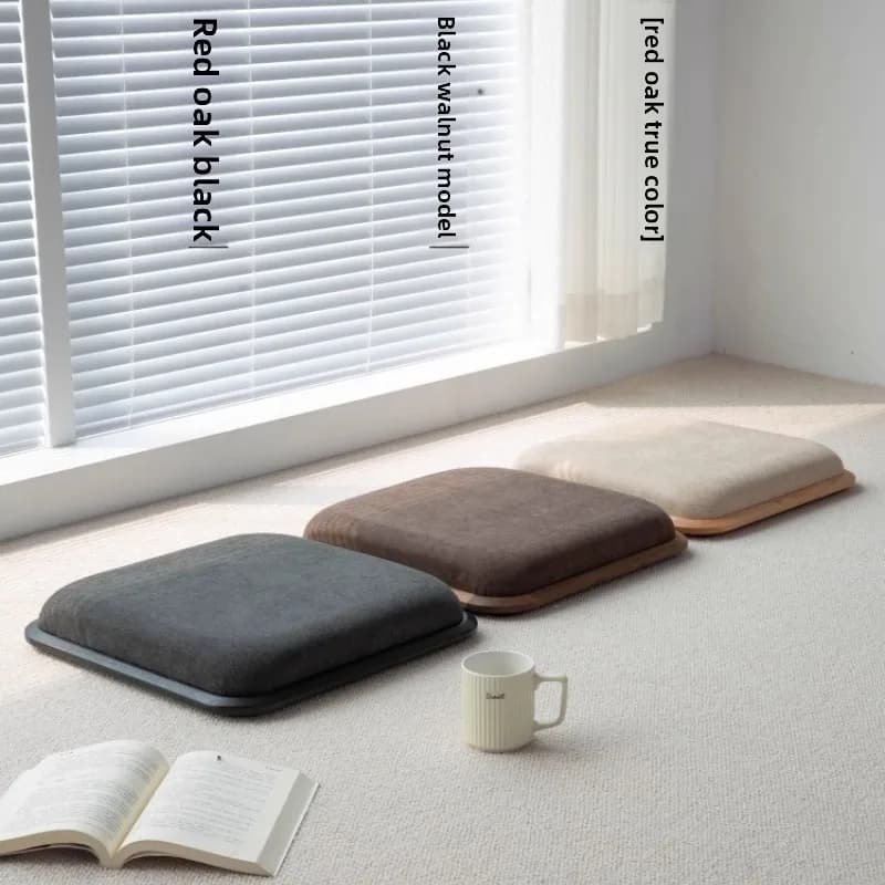 Japanese Tatami Floor Cushion Solid Walnut Meditation Seat Zen Style Bay window Seat for Tea Ceremony Low Profile Kneeling Mat