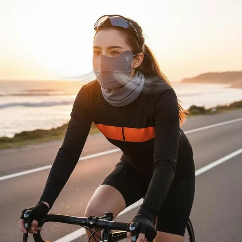 Ice Silky Sunscreen Mask Breathable Face Mask Solid Color Sun Protection Facial Cover For Women Cycling Outdoor Sports Use