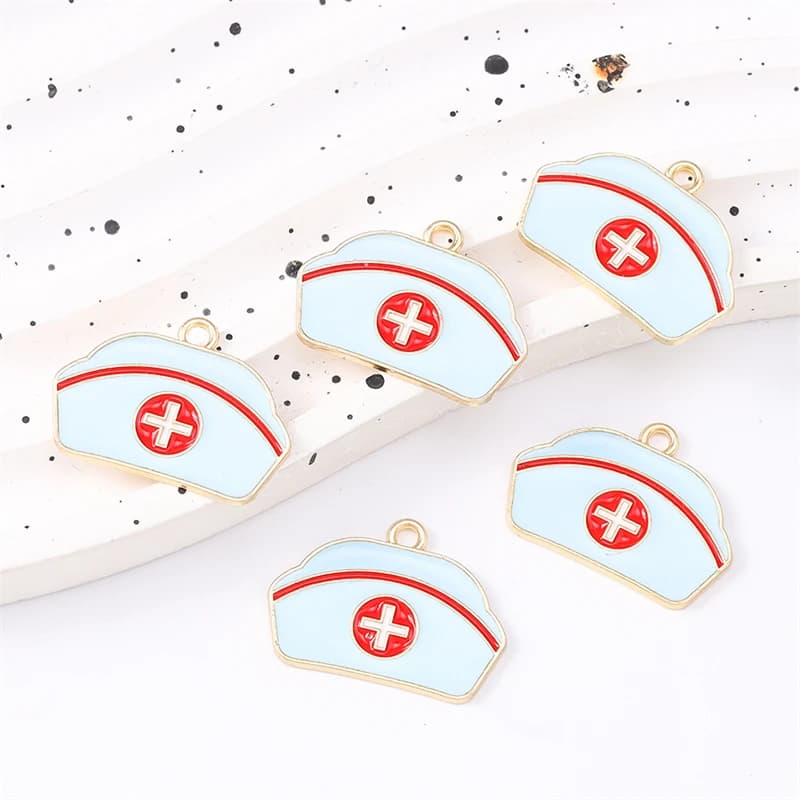Duarte 20Pcs/Lot Enamel Medical Nurse Uniform Syringe Thermometer Charms Pendants for Jewelry Making DIY Necklaces Earrings Gift