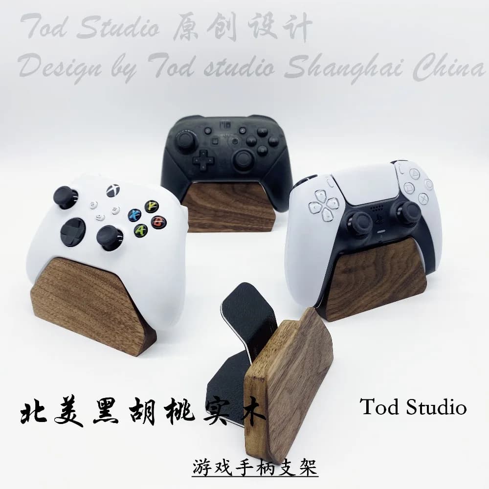 Custom Black Walnut Gamepad Grip Handle Holder for Xbox PS4 PS5 Pro Switch Pro Controller Organizer Shelf Display Rack Gift