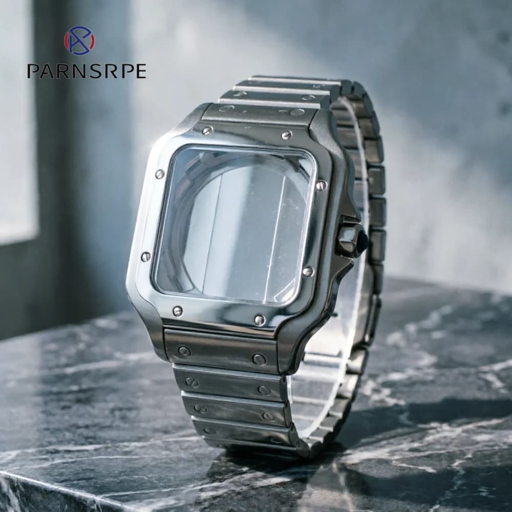 New Arrival 38mm Square Watch Case For Men Luxury Stainless Steel Screw Bezel Polished Brushed Fit NH35 NH36 Movement Watch Mod
