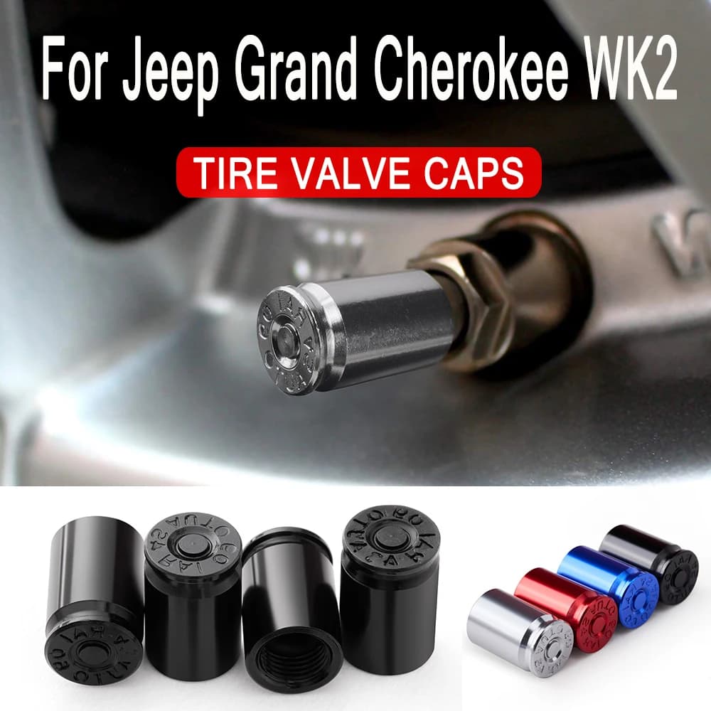 4 Pezzi per Jeep Grand Cherokee WK2 2011~2022 Accessori Auto Tappi Valvola Ruota Copri Stelo Pneumatico Antipolvere Impermeabili