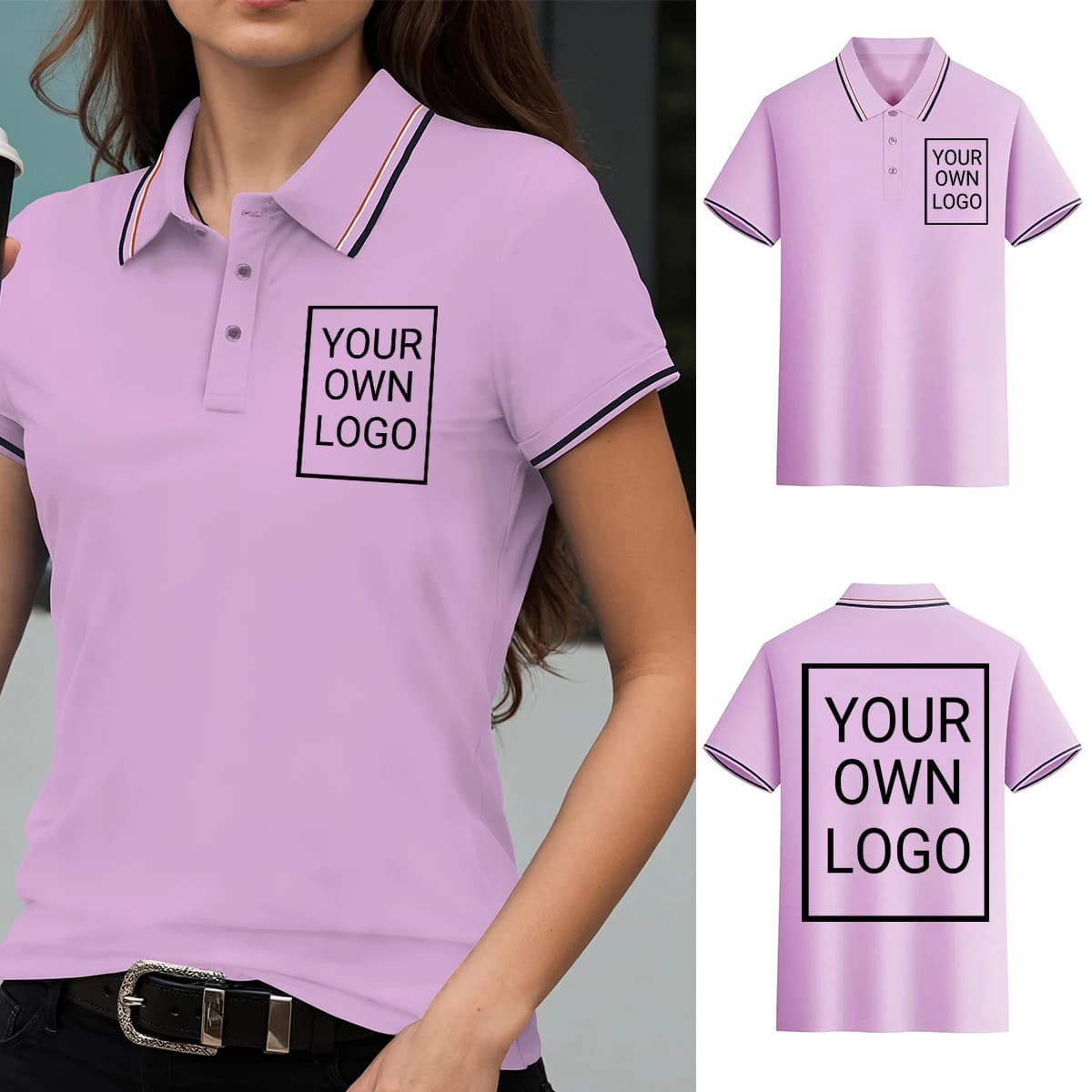 T-Shirt Polo Personalizzata con Logo per Donna, Maniche Corte Estive, Comoda Maglietta con Colletto da Tennis, T-Shirt da Golf per Affari
