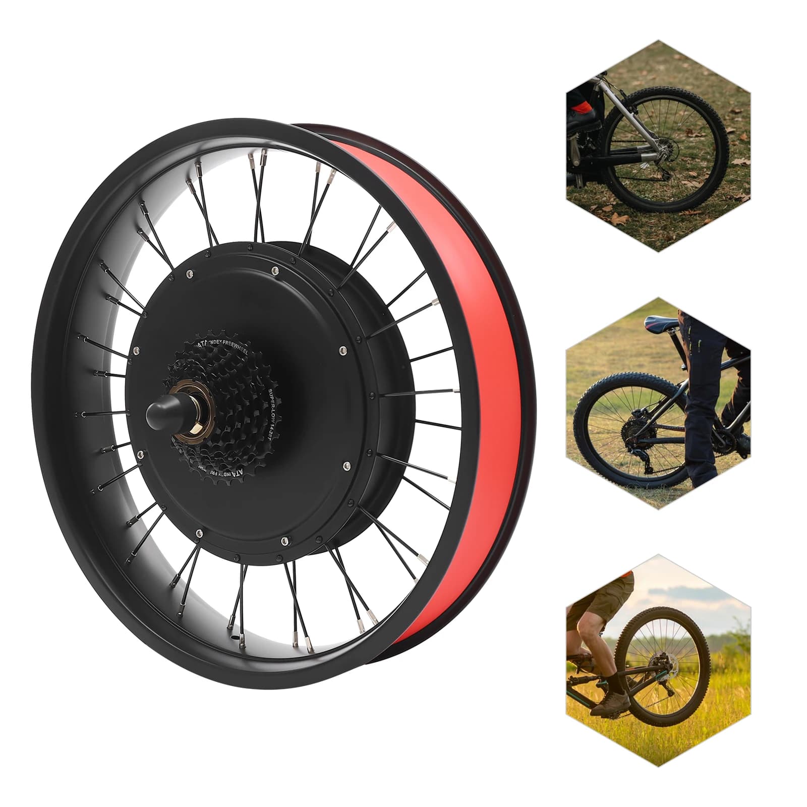 Kit di conversione bici elettrica da 20 pollici, motore mozzo bicicletta elettrica ruota posteriore da 1000 W con display LCD, pneumatico moto cambio senza spazzole