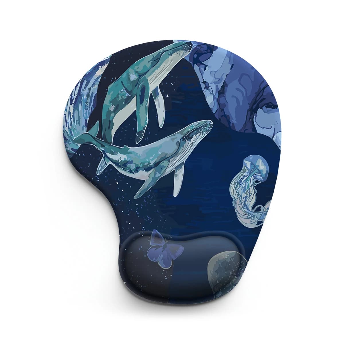 Blue Underwater World Whale Mouse Pad polso ergonomico morbido antiscivolo supporto per poggiapolsi tappetino per Mouse per Computer per PC da ufficio