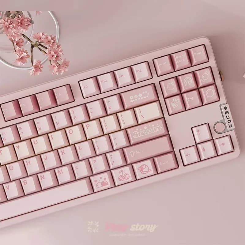 JTK Bubblequm Keycap Set ABS Doublshot Personalizzato Rosa pallido Cute Girl Tastiera Cap Cherry Profilo KeyCap per tastiera meccanica