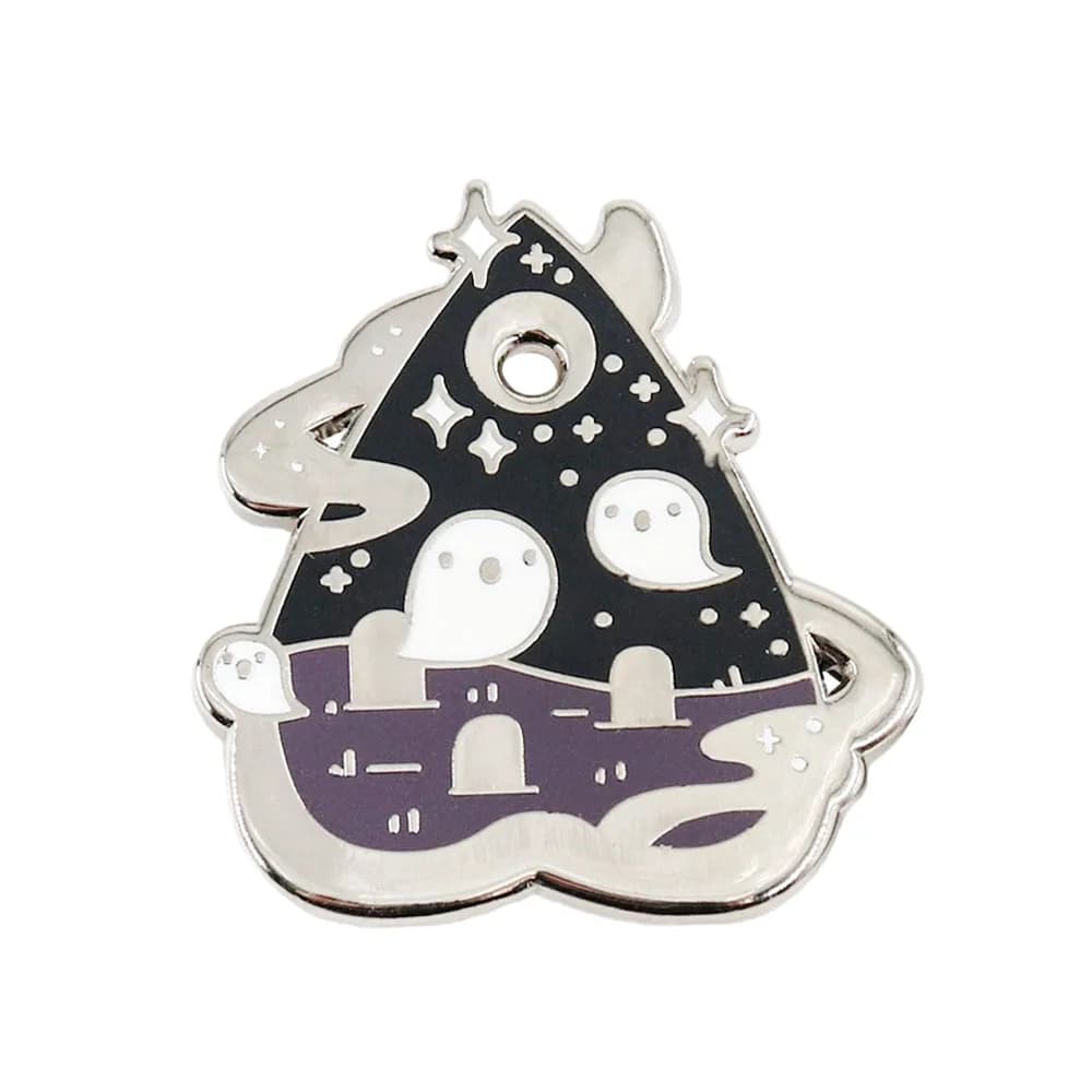 Cute Spooky Ouija Enamel Pin Starry Sky Cemetery Ghost Badge Witch Wizard Gift