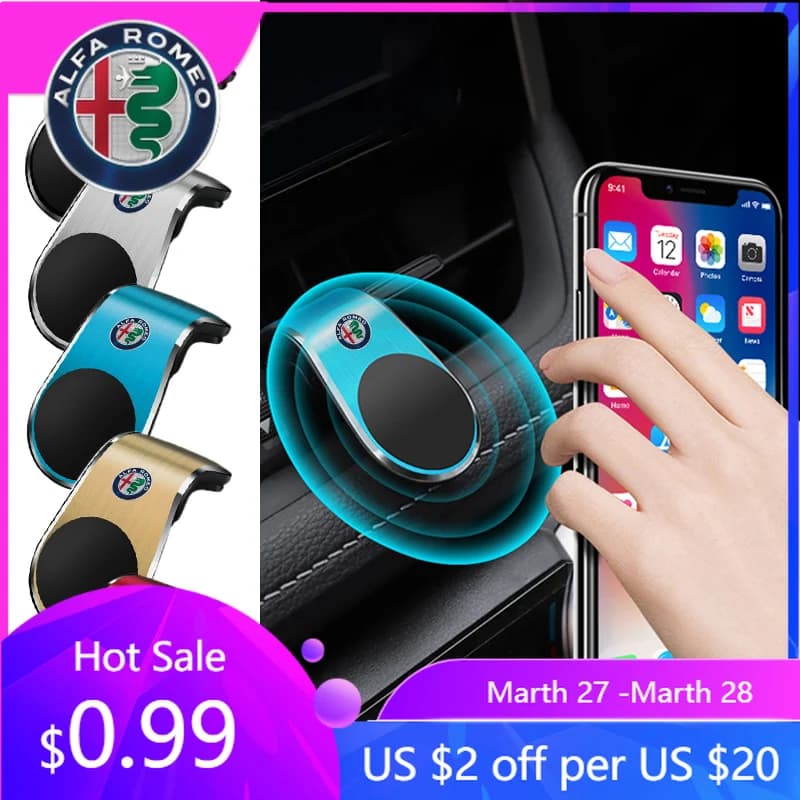 Supporto Magnetico per Telefono da Auto per Alfa Romeo, Montaggio su Bocchetta dell'Aria, Supporto GPS per Smartphone per Alfa Romeo Giulia Stelvio Giulietta