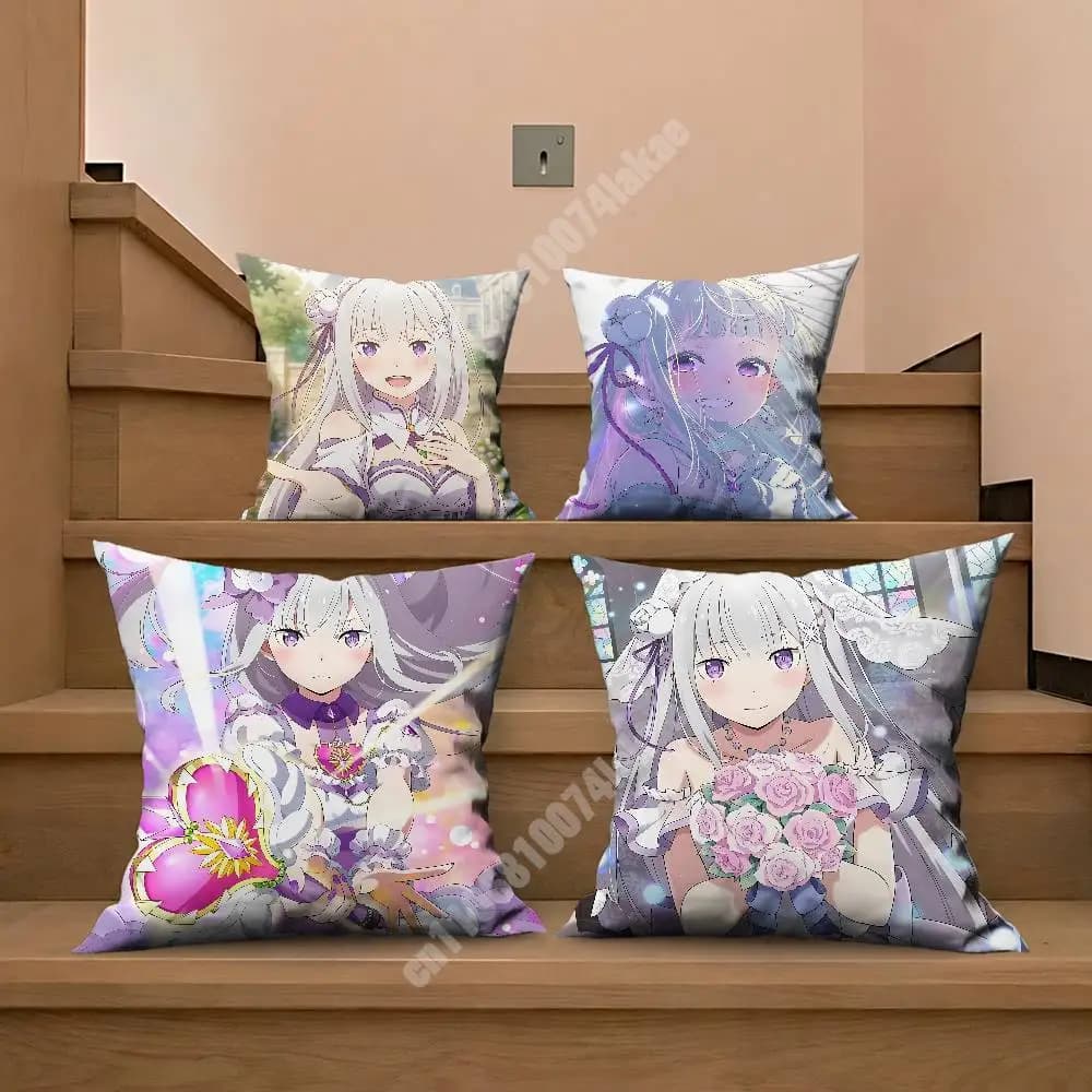 Emilia Re Zero Pillow Cover Sofa Couch Cushion Case Creative Workspace Accent Home Decor