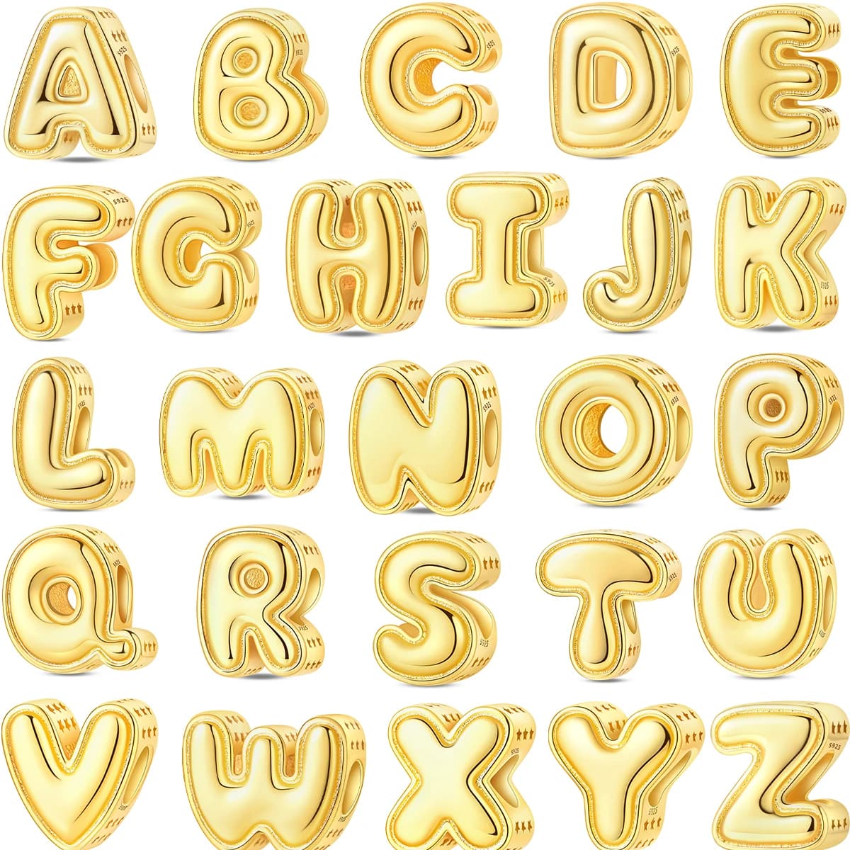 Perline Charm Originali in Argento 925 con 26 Lettere dell'Alfabeto A-Z per Collane, Bracciali e Accessori Fai-da-Te, Regalo per Donne