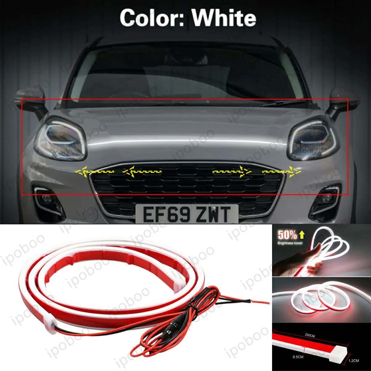 86 "LED Cofano Luce di Striscia Per Ford Puma 2019-2023 Flessibile Dinamico Scan Start Up Hoodbeam Kit Copertura Del Motore Decorazione luce