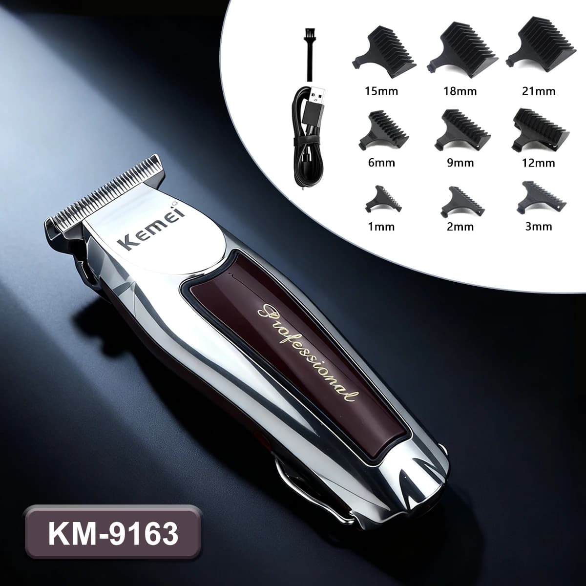 Kemei 9163 Men's Professional Haircut Trimmer Wireless Finish Electric Shaft Razor For Professional Beard Barber