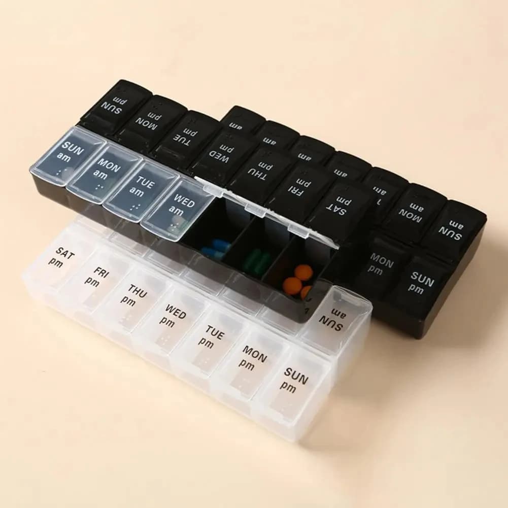 Scatola portapillole portatile Scatola per medicinali da 7 giorni Porta tablet settimanale Portaoggetti Contenitore Portapillole Splitter