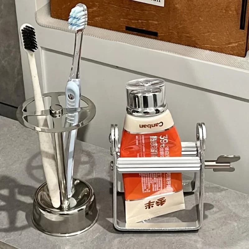 Porta spazzolino in acciaio inossidabile Porta dentifricio Portaoggetti per la casa Orgnizzatore Portaoggetti da cucina Accessori per il bagno Spremiagrumi pigro