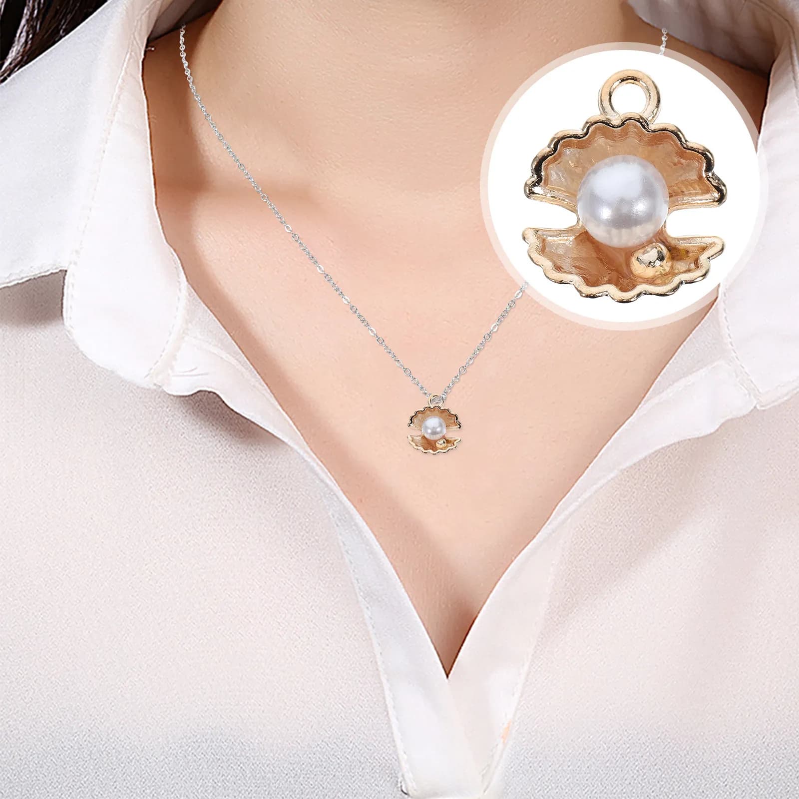 10 Pieces Metal Drop Pendants with Fin Pearls, Accessories for Creating DIY Jewelry, Unique Pendants for Earrings, Necklaces, Bracelets and Craftsmanship
