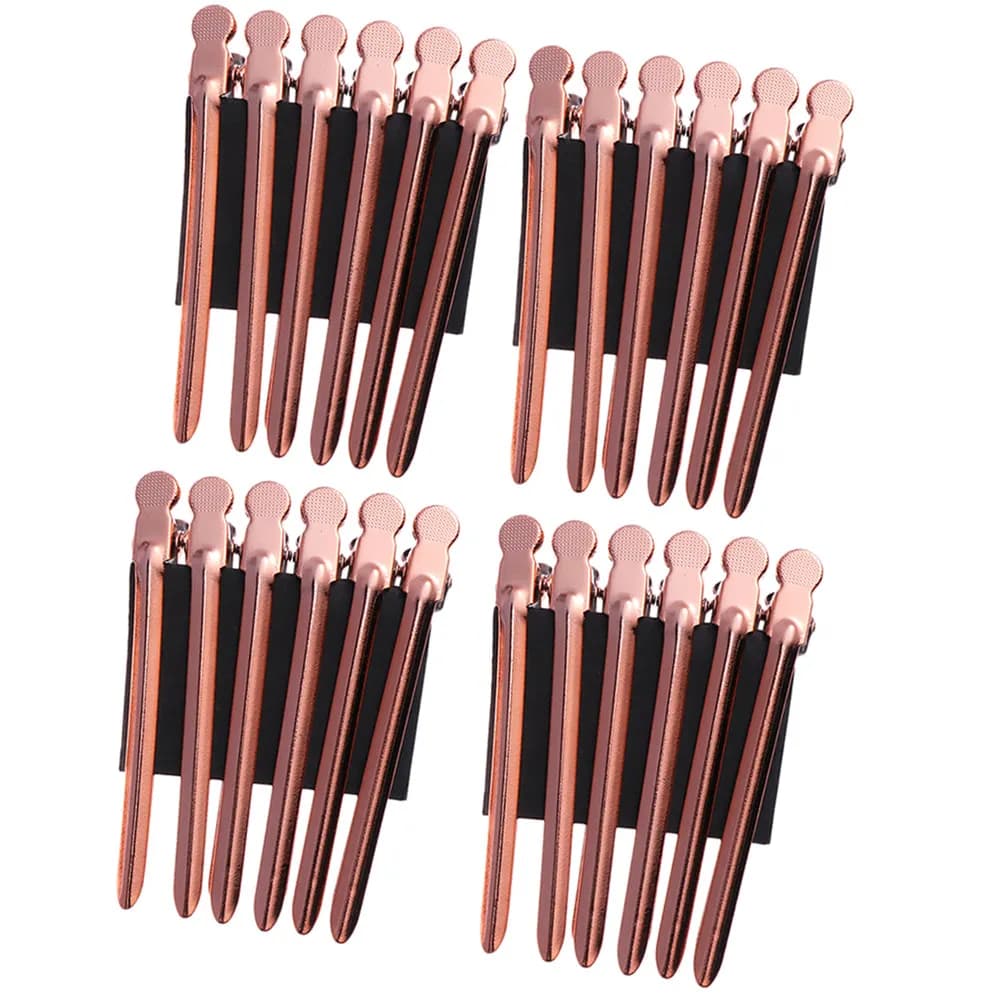 24 Pezzi Clip per Sezionare i Capelli in Acciaio Inossidabile, Oro Rosa, per Styling Professionale, Permanente, Trucco e Uso Domestico