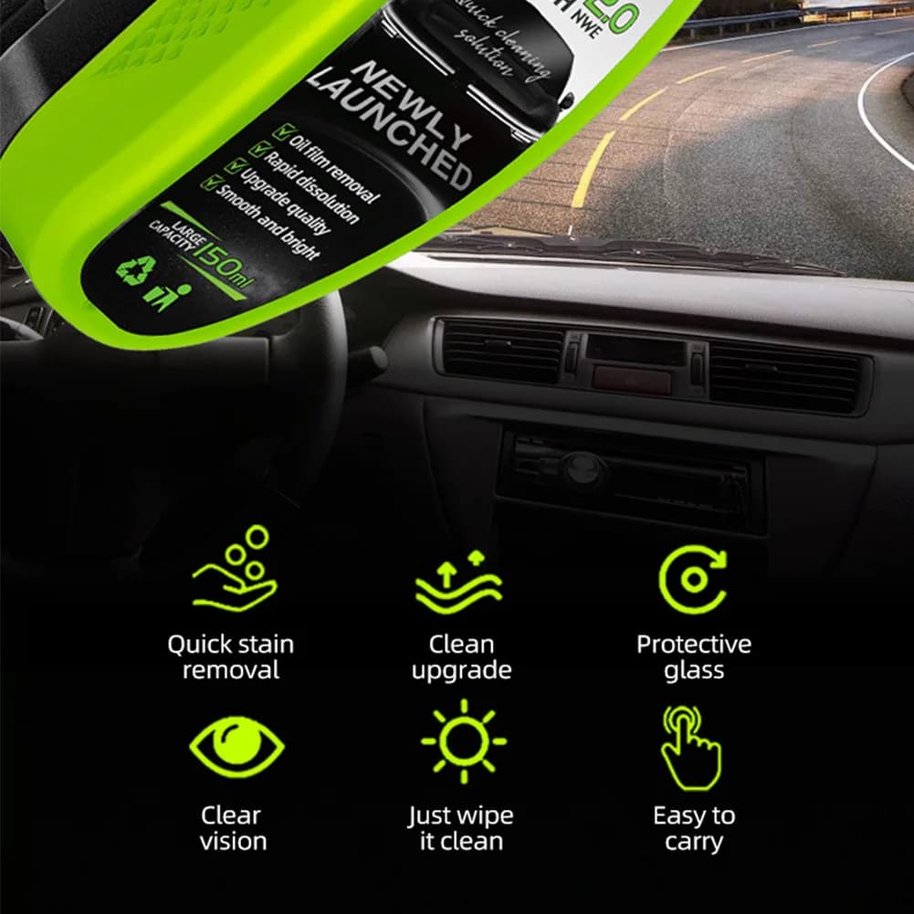 Detergent for Vetri Clear Vision, Anti-fog, Cleaning Tool Windscreen Auto, Waterproof, Universal, Cleaning Cloth, Remove Oleosa Film from Vetri