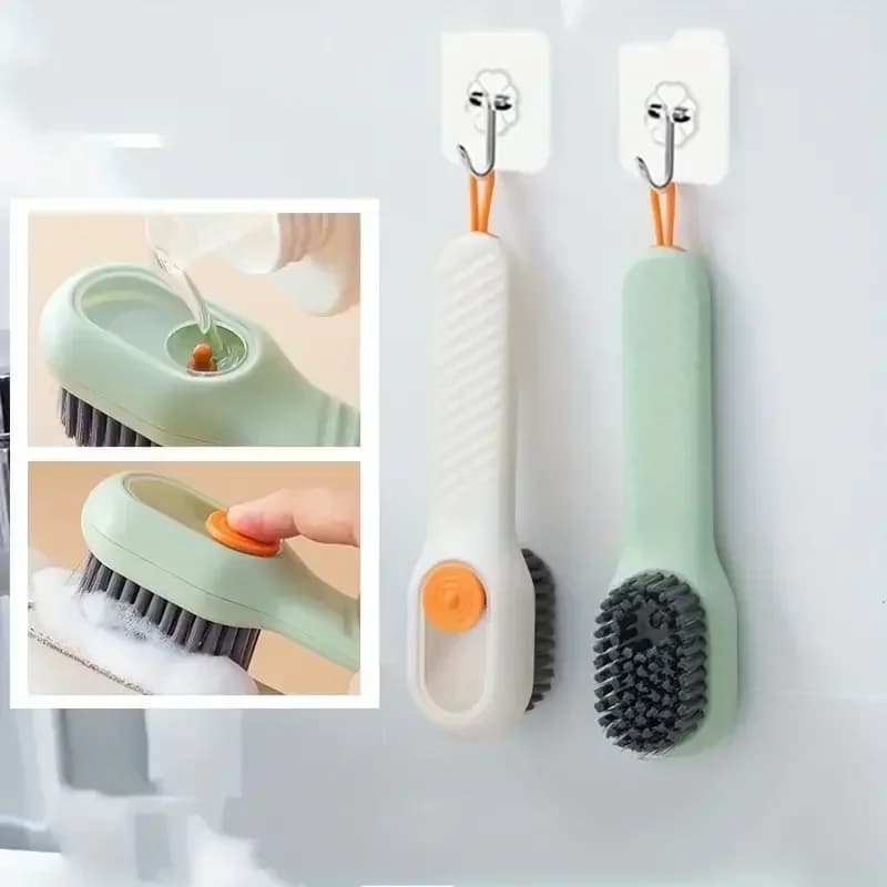 Spazzola multifunzione automatica 1/2 pezzo per scarpe, con setole morbide, pressione manuale, foro per appendere, adatta per vestiti e tappeti JJ0107