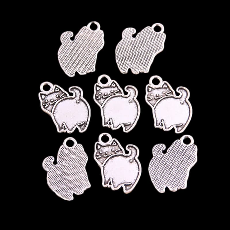 15 Pezzi Ciondoli a Forma di Gatto in 2 Colori 18*14MM per Creazione di Gioielli Fai-da-Te, Orecchini, Bracciali e Collane EF4190