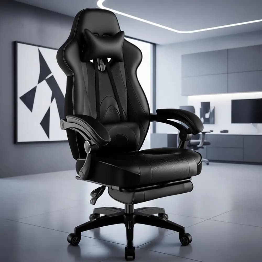 Sedia da gioco ergonomica con schienale alto con poggiapiedi regolabile, poggiatesta imbottito, supporto lombare per adulti - Ufficio e casa reclinabili