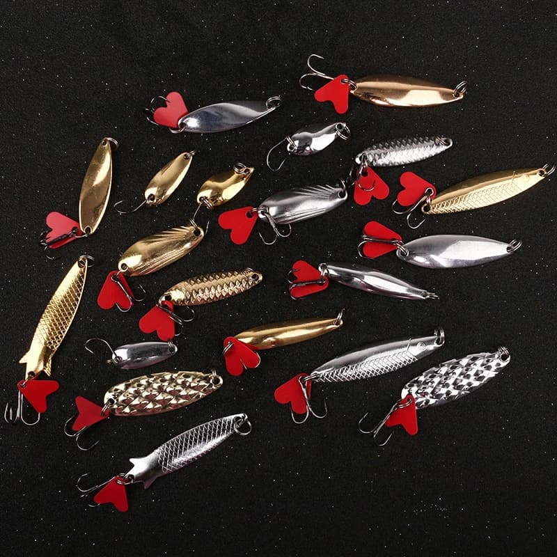 Nuovo Set di 20 Esche Metalliche da Pesca, Spinner e Wobbler con Scatola Porta Attrezzi per la Pesca