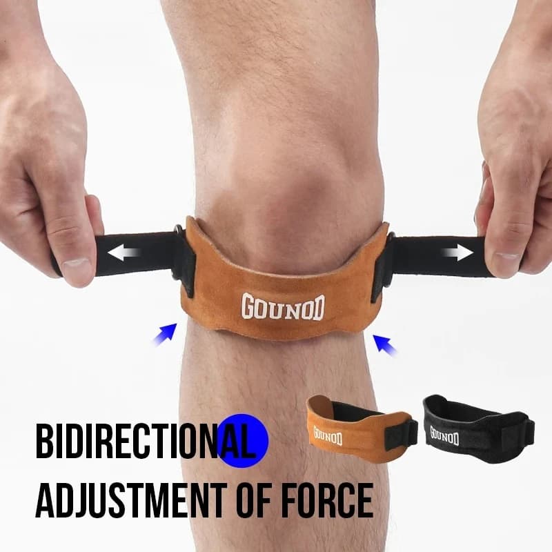 Sporty Knee Pad in Bovina Leather Pressurized with Rotula Support, Urti Absorption, Anti-menisk Protection for Running, Fitness and Cycling