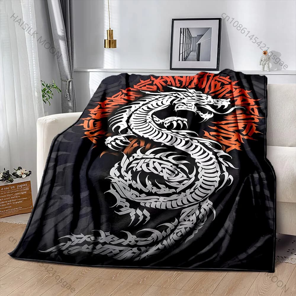 Coperta con stampa artistica calligrafica a forma di drago, in diverse misure, calda e morbida, per bambini e adulti, regali di lusso, per casa, divano, viaggi, campeggio