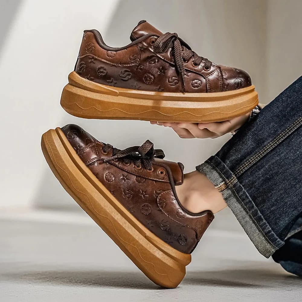 Nuove Scarpe Casual da Uomo Premium 2026 con Suola Spessa, Rialzate, in Pelle Stampata, Basse e Antiscivolo