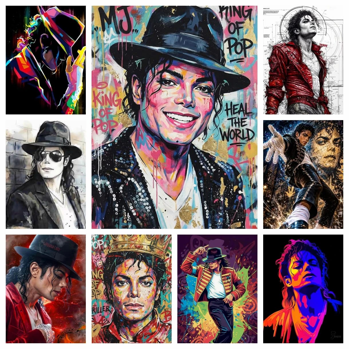 2026 New Doodle Style Michael Jackson DIY 5D Embroidery Diamond Painting Cross Stitch Rhinestone Decoration Mosaic Home Decor