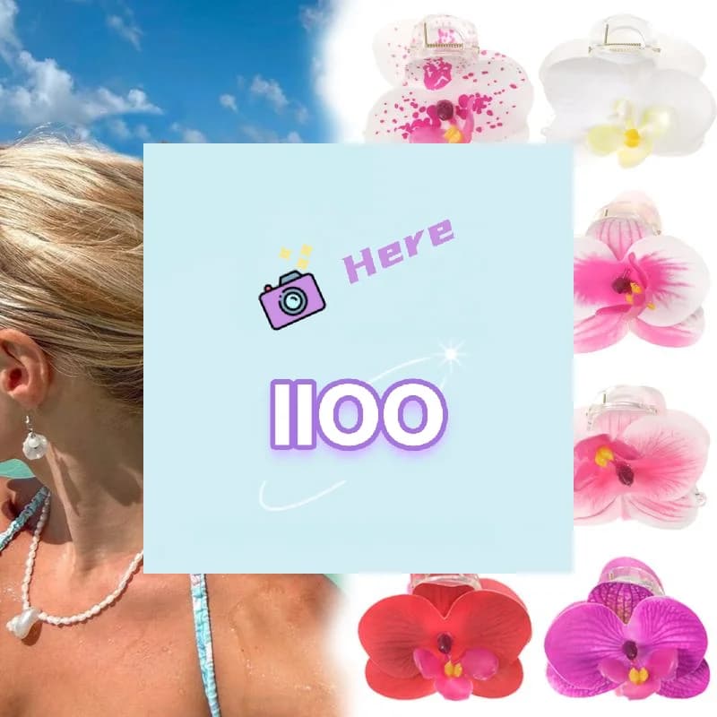 【IIOO】Fermaglio per capelli con fiori simulati da 7 cm, fermaglio per capelli floreale a forma di orchidea, fermaglio per capelli alla moda, accessori per capelli eleganti per donne e ragazze