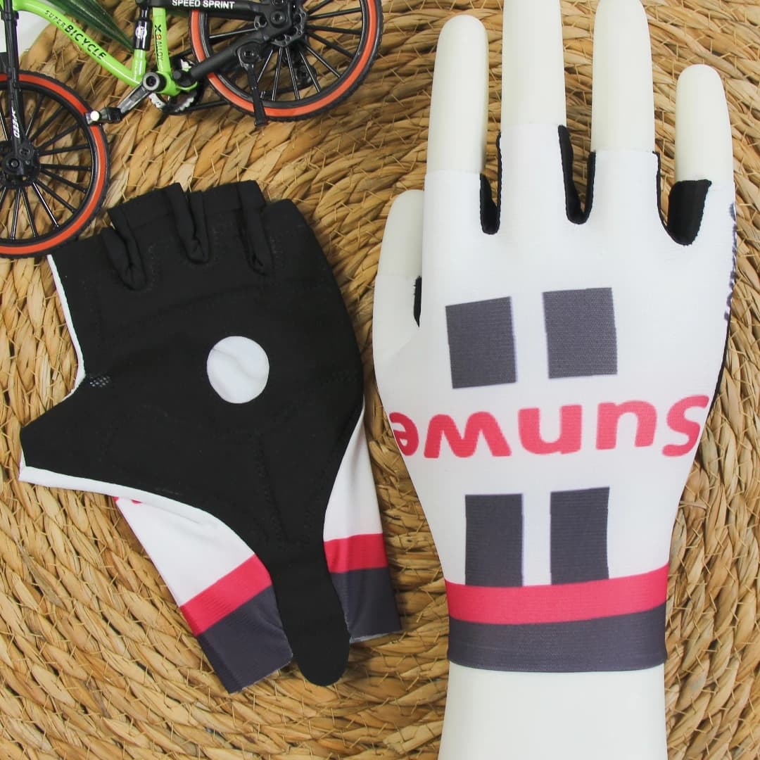 SUNWEB TEAM One Pair Sports Half Finger Cycling Jersey Gloves White MTB Road Mountain Bicycle Gel Gloves