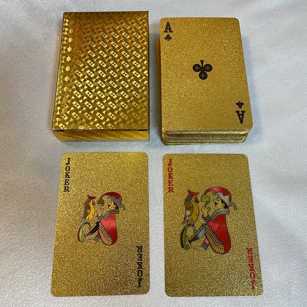 Carte da gioco dorate 24K Mazzo da poker in plastica Confezione foil Carta magica impermeabile Collezione regalo Gioco da tavolo da gioco
