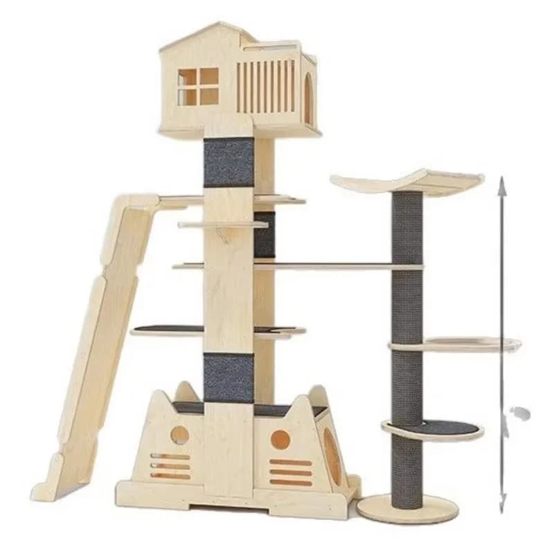 Tiragraffi per Gatti Moderno di Lusso Ecologico in Legno Massello con Tavola di Sisal a 4 Livelli in Cartone per Tutti i Gatti