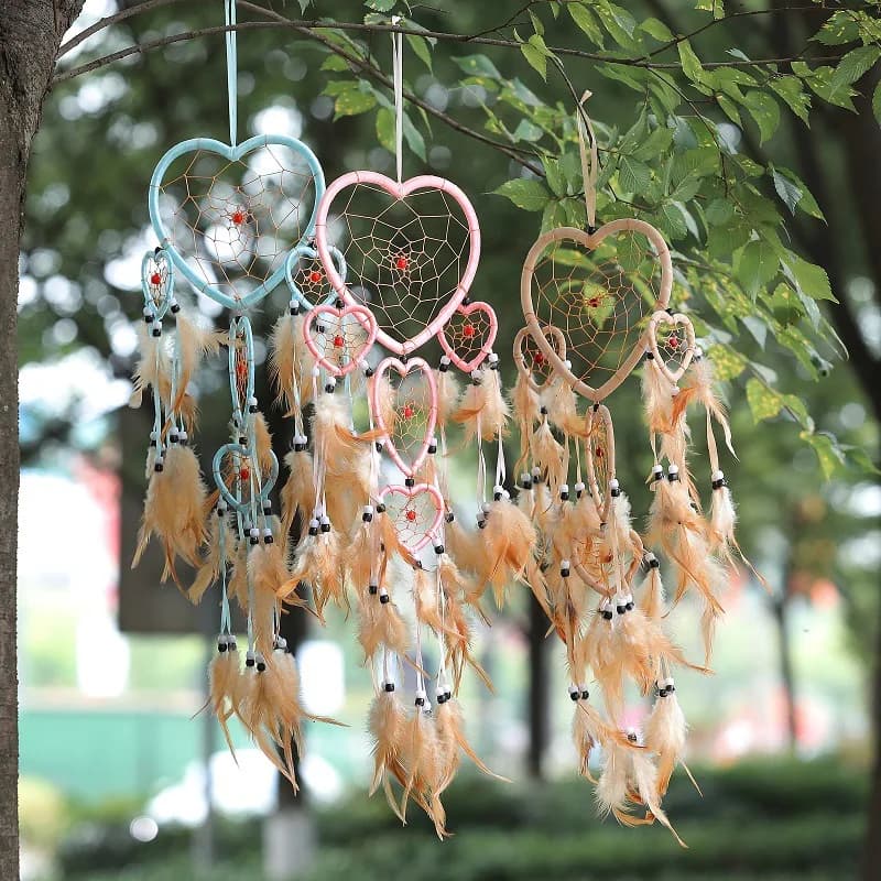 Peach heart five rings dream catcher net, house decoration, Indian original style