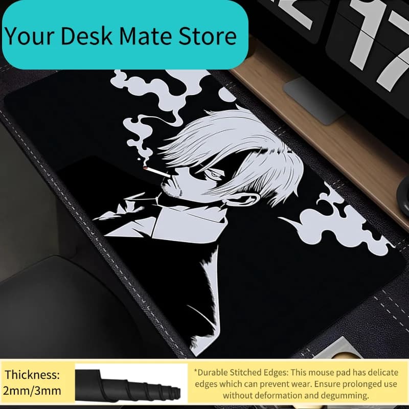 Tappetino per mouse One Piece Sanji, accessori da gaming, tappetino da scrivania XXL per computer, tappetino antiscivolo per tastiera, tappetino per tablet.