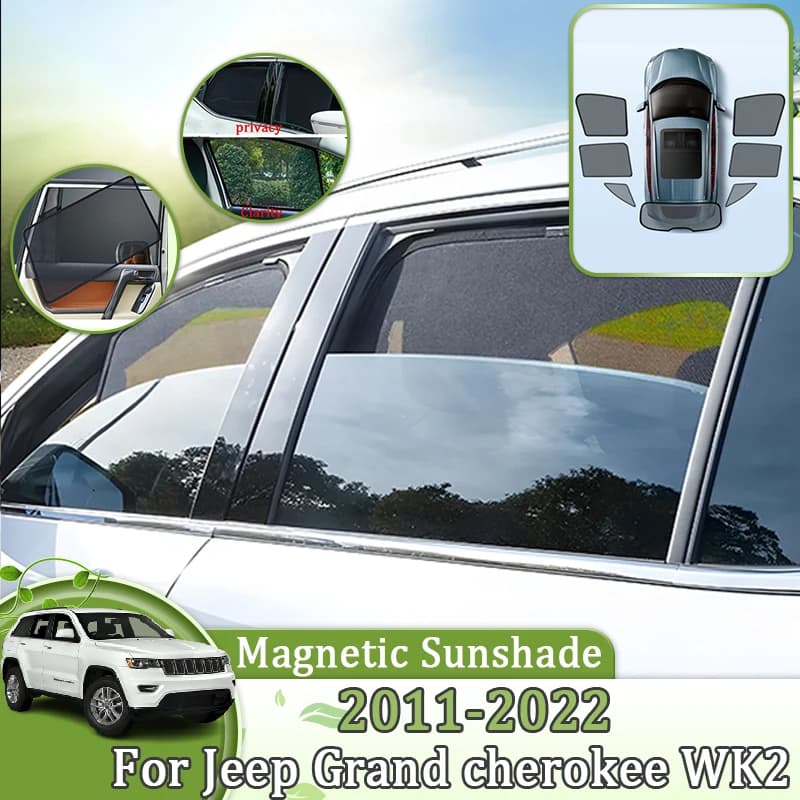 Parasole magnetico per Jeep Grand Cherokee WK2 2011-2022 Anti-UV Parabrezza Copertura Finestra Laterale Parti Visiere Strumenti Accessori Auto