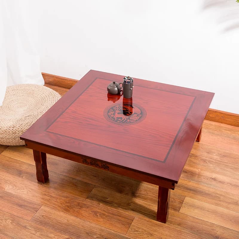 Tavolo da terra coreano quadrato 80X80 cm Gambe pieghevoli Tavolo da pranzo antico di lusso per mobili per la casa Tavolo basso tradizionale coreano