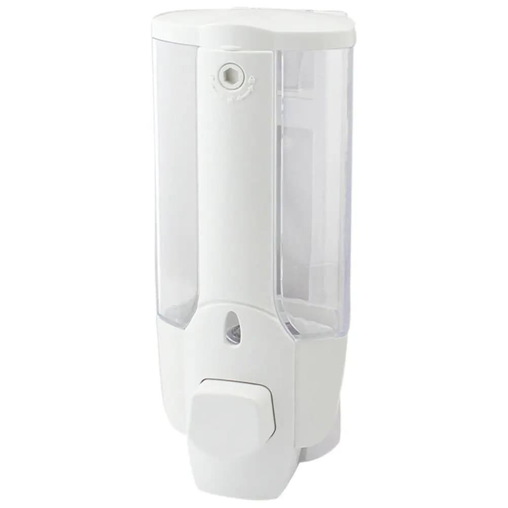 Dispenser di Sapone a Parete con Singola Testa, 350ml, in Plastica ABS, Manuale con Blocco, per Bagno, Shampoo, Lozione, Contenitore Antigoccia per Sapone Liquido