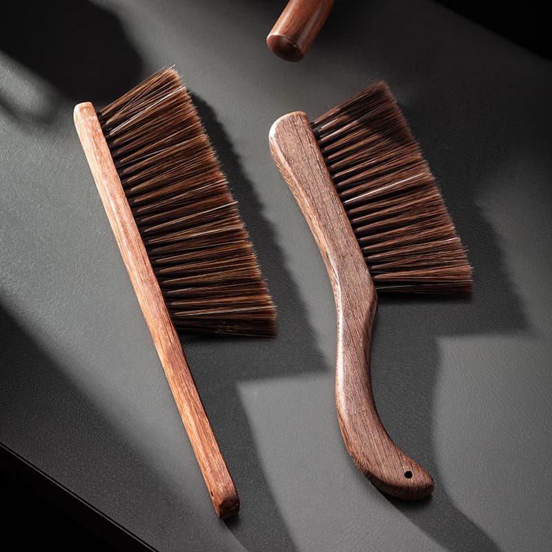 Large Long Handle Solid Wood Coffee Bar Cleaning Brush, Commercial Dust Brush for Coffee Grounds