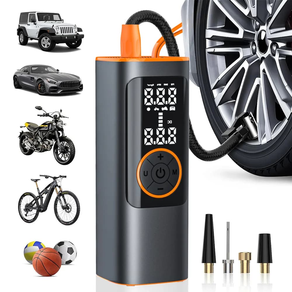Pompa d'Aria Portatile Wireless per Auto, Gonfiatore Pneumatici a 25 Cilindri, Batteria da 6000mAh, Gonfiatore ad Alta Pressione per Auto e Moto