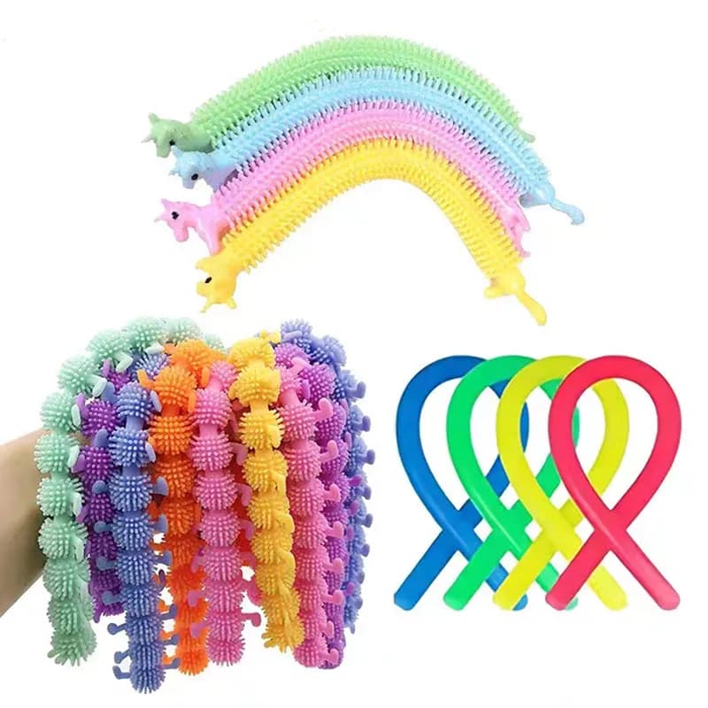 6PCS Funny Unicorn Pull Worm Noodle Fidget Toys Stretch String TPR Rope giocattoli antistress String antistress autismo Vent Toy