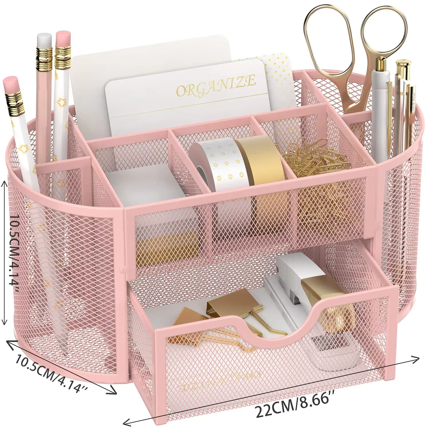Organizer da Scrivania Salvaspazio, Contenitore Multiuso per Penne, Quaderni, Clip, Nastri e Cuscinetti Antiscivolo, Ripiano da Scrivania