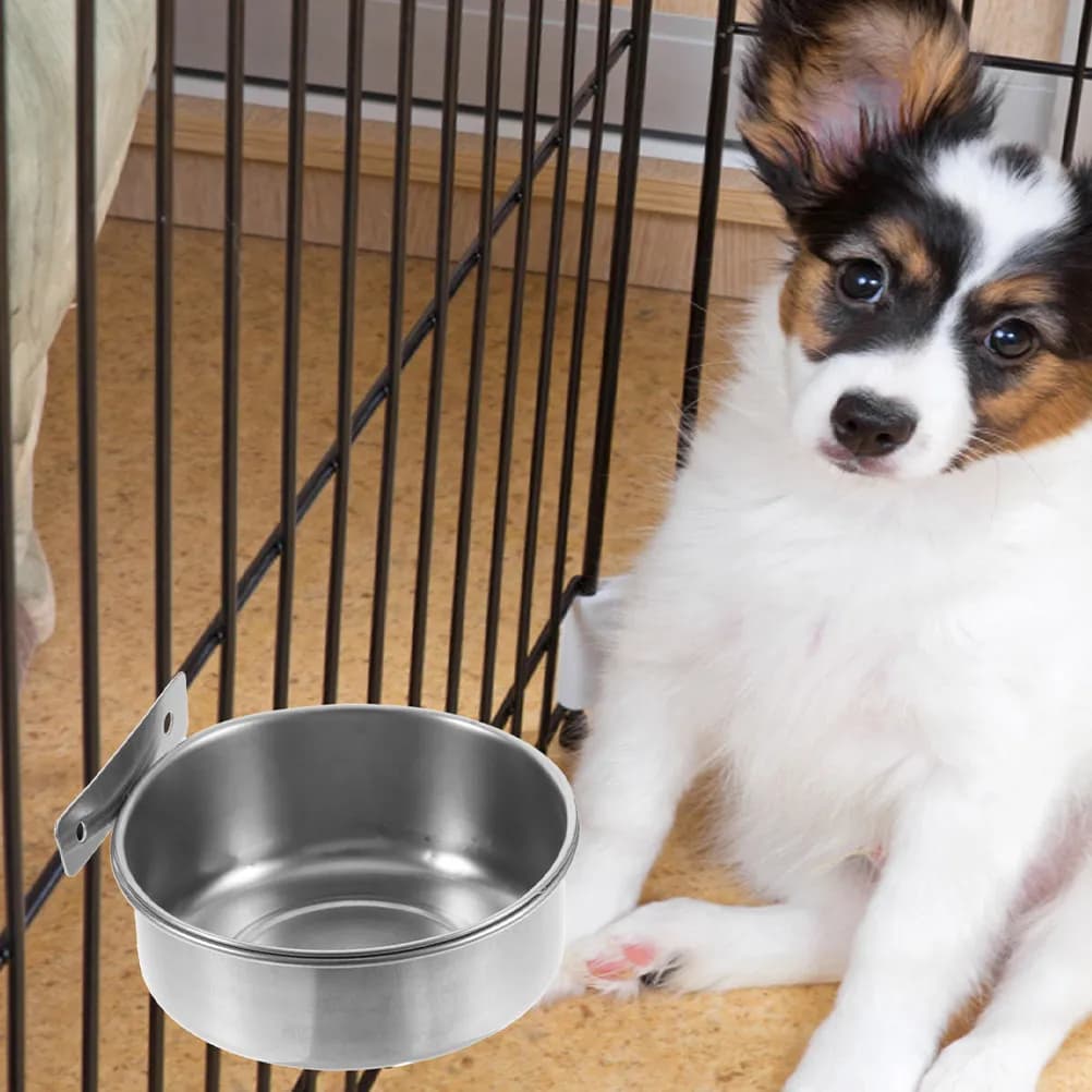 Stainless Steel Dog Bowl Large Capacity Safe Round Edge Food Water Bowl Removable Hanging Puppy Cat Food Container