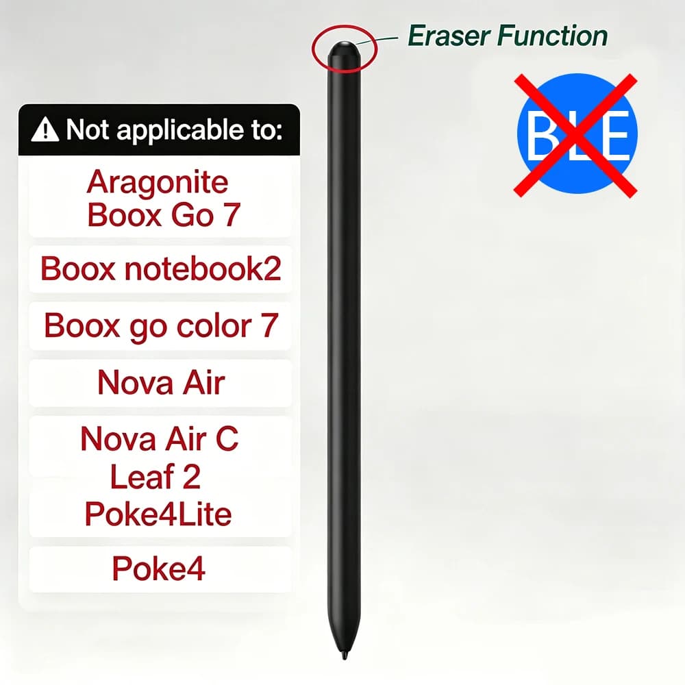 Penna Stilo per BOOX Pen 2/Pen 3 con Gomma per BOOX Compatibile con Tablet Note Air 3 C E Ink/Tablet Go 10.3 ePaper