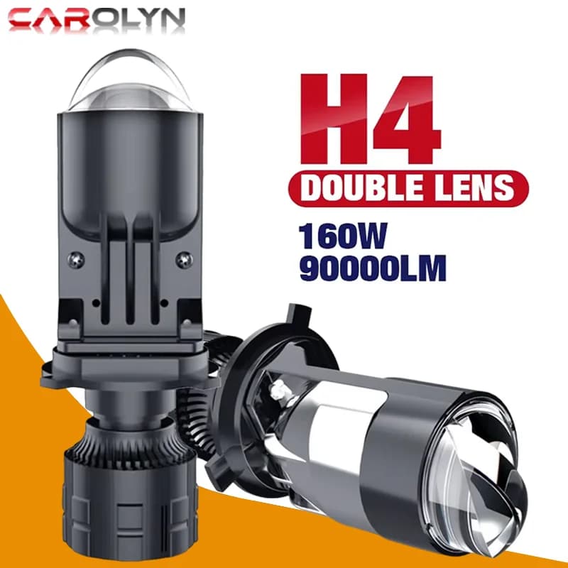 Fari a LED H4 Bi con Lente CANBUS 12V 160W 90000LM Alta Potenza Turbo Mini Doppio Proiettore Lampadine Auto Fascio Alto/Basso per Auto e Moto