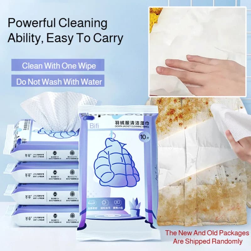 Piumini Salviette detergenti potenti Lavaggio gratuito Rimozione macchie Salviette pulite a secco per vestiti Viaggi a casa All'aperto Inverno Cura dei tessuti
