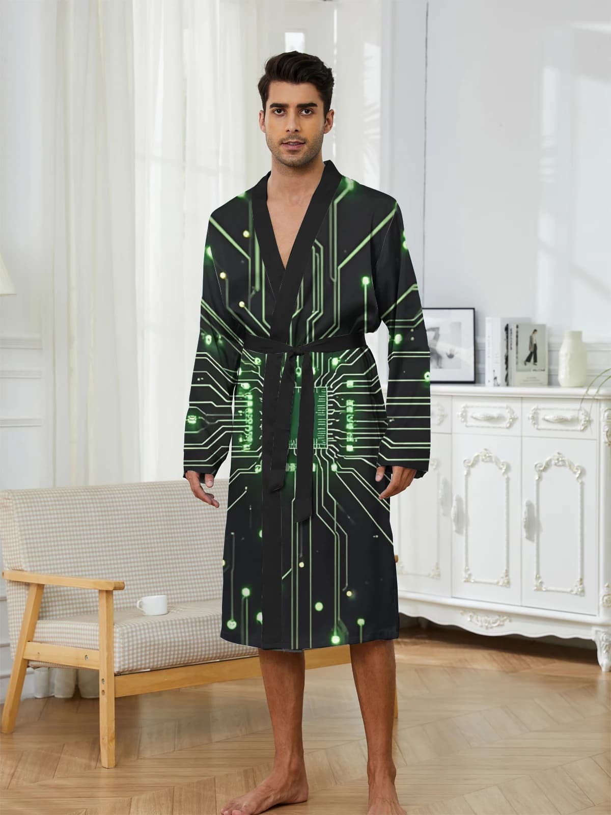 1pcs Men's Robes 2026 Spring/Summer Sleepwear Sleepwear Graphic Bathrobe Breathable Shower robe 3D Printed Funny pajamas